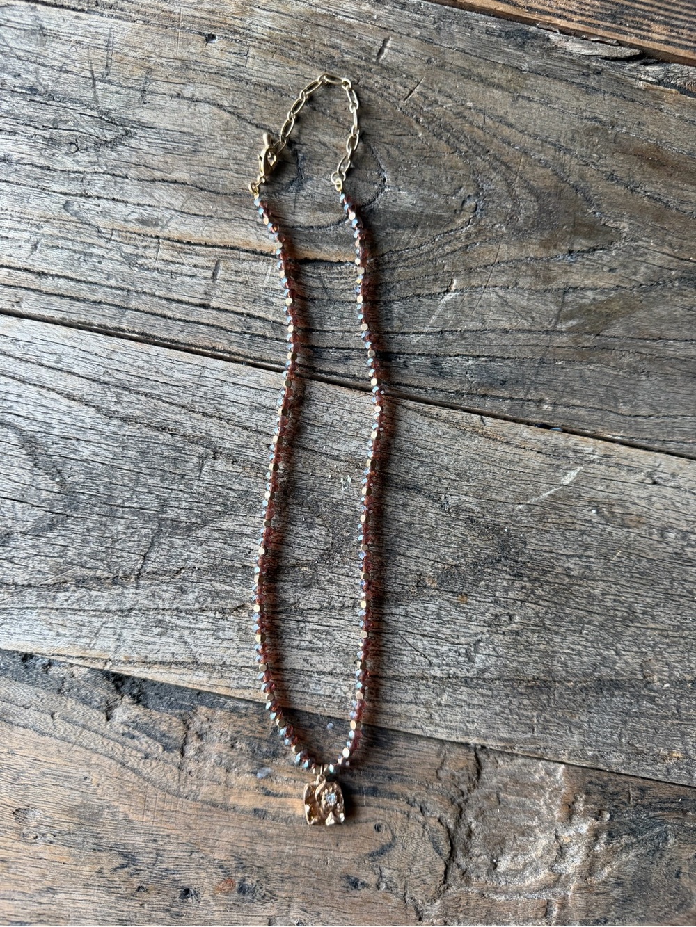 Beaded Brown Crystal Pendant Necklace - Women Jewelry